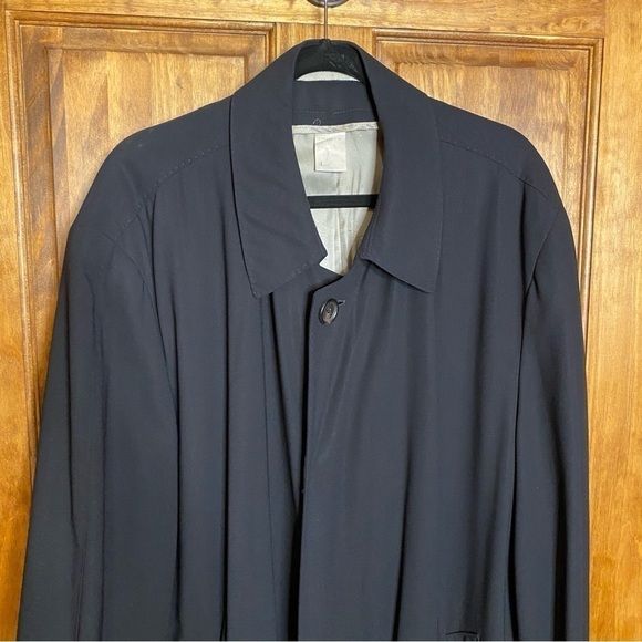 Barneys New York VTG Black Regency Hand Tailored Wool Long Trench Coat Unisex - Picture 8 of 17